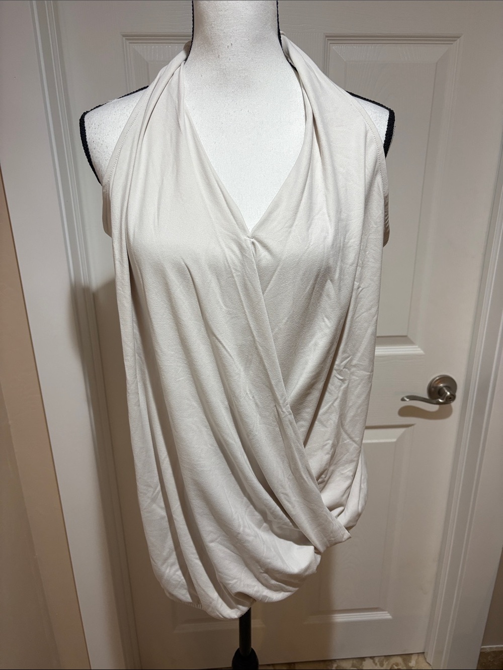 Draped Halter Tunic Top in Ivory
